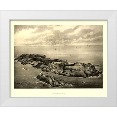 Monhegan Maine - Poole 1896  White Modern Wood Framed Art Print by Poole