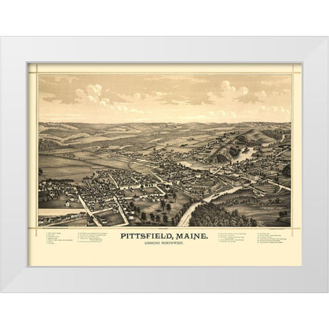 Pittsfield Maine - Norris 1889  White Modern Wood Framed Art Print by Norris