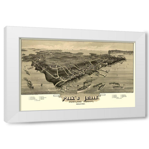 Peaks Island Maine - Morris 1886  White Modern Wood Framed Art Print by Morris