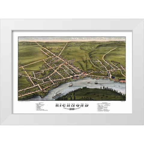 Richmond Maine - Bremner 1878  White Modern Wood Framed Art Print by Brenner