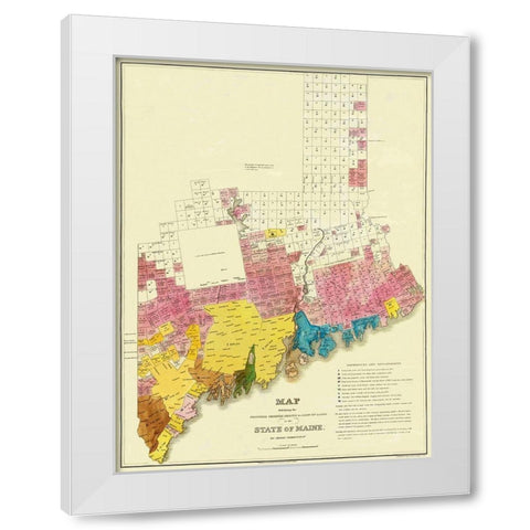 State of Maine Landowner  1st Edition- 1829 White Modern Wood Framed Art Print by Greenleaf