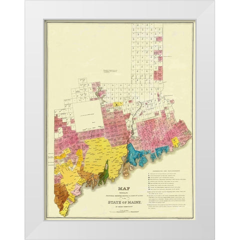 State of Maine Landowner  1st Edition- 1829 White Modern Wood Framed Art Print by Greenleaf