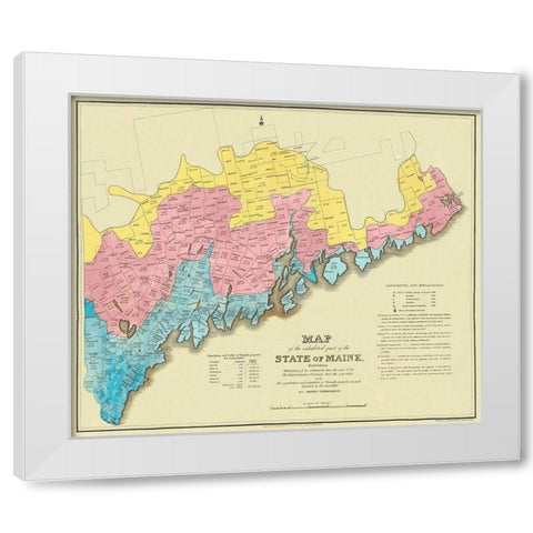 State of Maine Landowner  2nd Edition- 1829 White Modern Wood Framed Art Print by Greenleaf