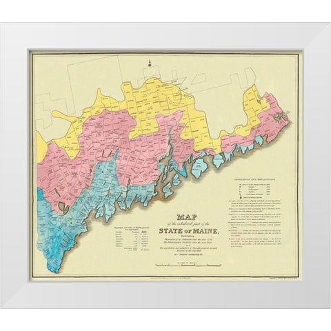 State of Maine Landowner  2nd Edition- 1829 White Modern Wood Framed Art Print by Greenleaf