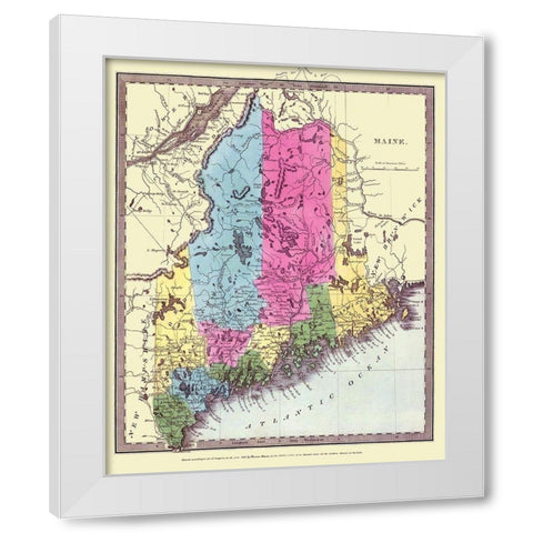 Maine - Burr 1835 White Modern Wood Framed Art Print by Burr