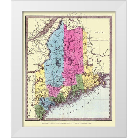 Maine - Burr 1835 White Modern Wood Framed Art Print by Burr