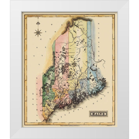 Maine - Lucas 1823 White Modern Wood Framed Art Print by Lucas