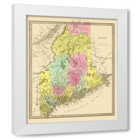 Maine - Greenleaf 1840 White Modern Wood Framed Art Print by Greenleaf