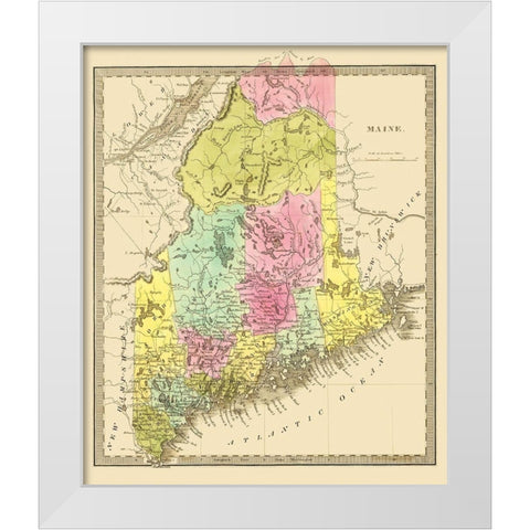 Maine - Greenleaf 1840 White Modern Wood Framed Art Print by Greenleaf