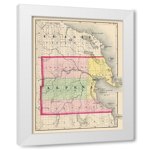 Alpena Michigan - Walling 1873 White Modern Wood Framed Art Print by Walling