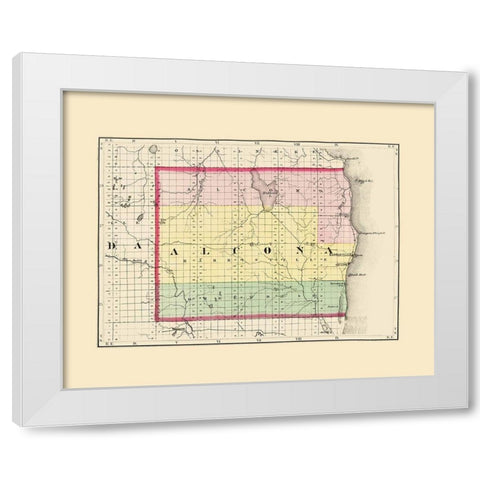 Alcona Michigan - Walling 1873 White Modern Wood Framed Art Print by Walling