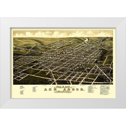 Ann Arbor Michigan - Beck 1880 White Modern Wood Framed Art Print by Beck