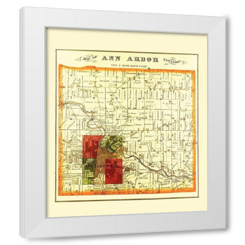 Ann Arbor Michigan Landowner - Everts 1874 White Modern Wood Framed Art Print by Everts