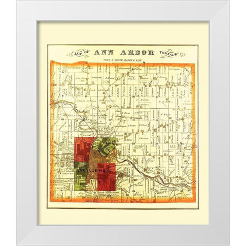 Ann Arbor Michigan Landowner - Everts 1874 White Modern Wood Framed Art Print by Everts