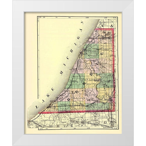 Berrien Michigan - Walling 1873 White Modern Wood Framed Art Print by Walling