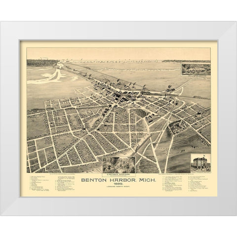 Benton Harbor Michigan - Pauli 1889  White Modern Wood Framed Art Print by Pauli