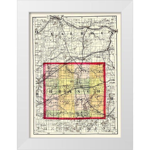 Branch Michigan - Walling 1873 White Modern Wood Framed Art Print by Walling
