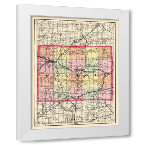 Calhoun Michigan - Walling 1873 White Modern Wood Framed Art Print by Walling