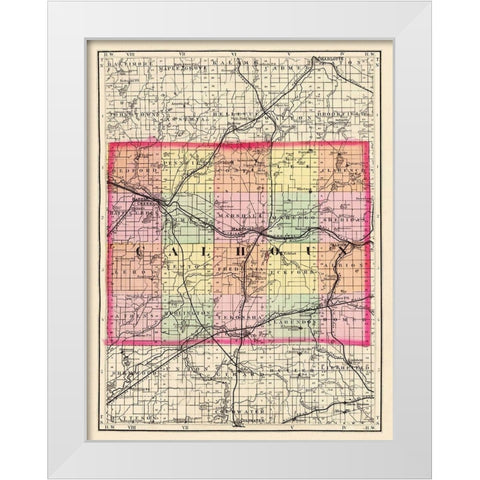 Calhoun Michigan - Walling 1873 White Modern Wood Framed Art Print by Walling