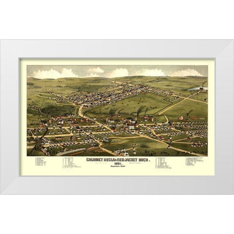 Calumet Hecla Red Jacket Michigan - Stoner 1881 White Modern Wood Framed Art Print by Stoner