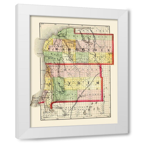 Charlevoix  Antrim Michigan - Walling 1873 White Modern Wood Framed Art Print by Walling
