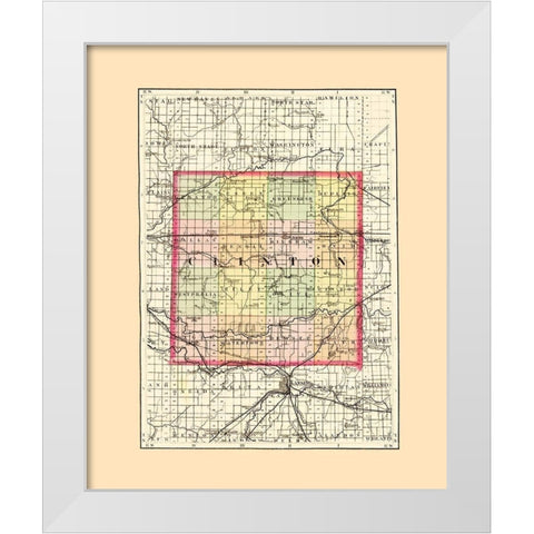 Clinton Michigan - Walling 1873 White Modern Wood Framed Art Print by Walling