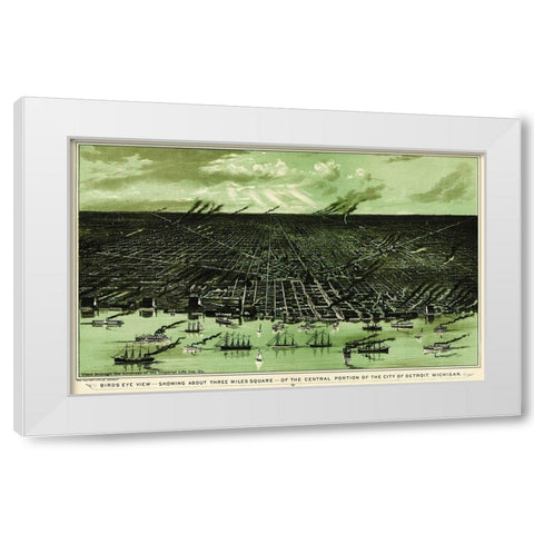 Detroit Central Michigan - Calvert 1898 White Modern Wood Framed Art Print by Calvert