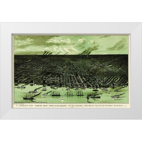 Detroit Central Michigan - Calvert 1898 White Modern Wood Framed Art Print by Calvert