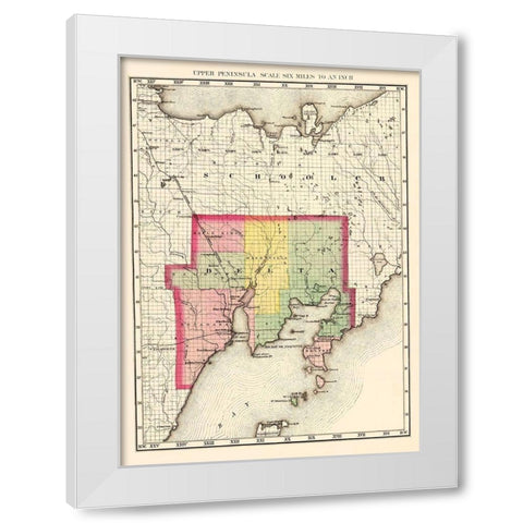Delta Michigan - Walling 1873 White Modern Wood Framed Art Print by Walling