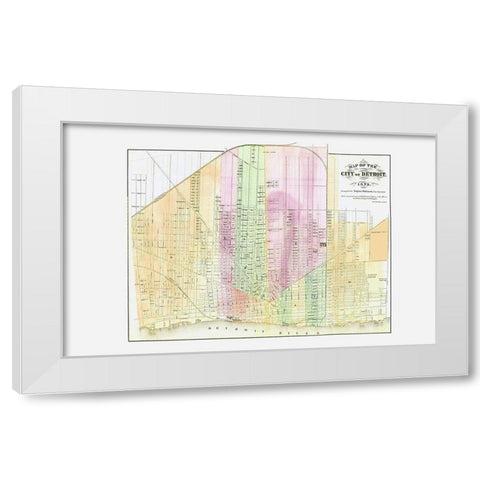 Detroit Michigan Plat - Calvert 1873 White Modern Wood Framed Art Print by Calvert