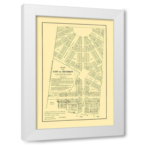 Detroit Michigan Territory Plat - Farmer 1831 White Modern Wood Framed Art Print by Farmer