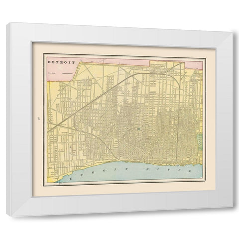 Detroit  Michigan - Cram 1892 White Modern Wood Framed Art Print by Cram