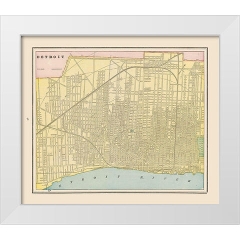 Detroit  Michigan - Cram 1892 White Modern Wood Framed Art Print by Cram