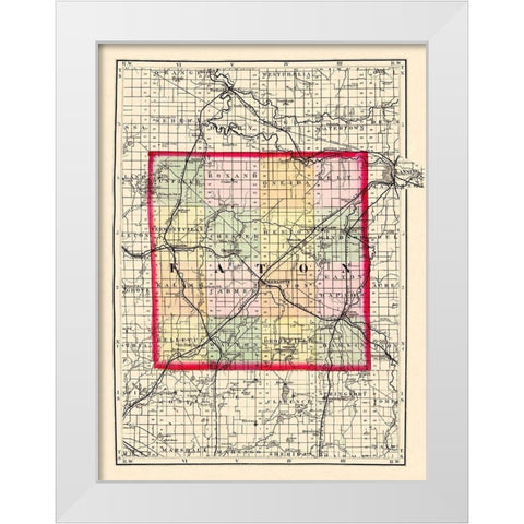 Eaton Michigan - Walling 1873 White Modern Wood Framed Art Print by Walling