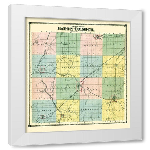 Eaton Michigan - Bullock 1873 White Modern Wood Framed Art Print by Bullock