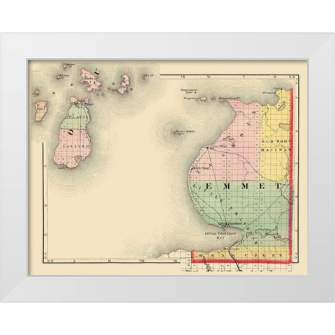 Emmet Michigan - Walling 1873 White Modern Wood Framed Art Print by Walling