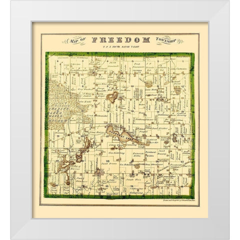 Freedom Michigan Landowner - Krause 1874 White Modern Wood Framed Art Print by Krause