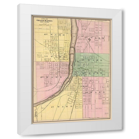 Grand Rapids Michigan -Tinkham 1873 White Modern Wood Framed Art Print by Tinkham