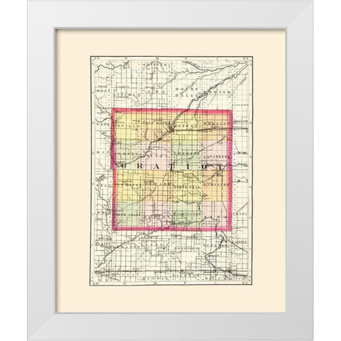 Gratiot Michigan - Walling 1873 White Modern Wood Framed Art Print by Walling