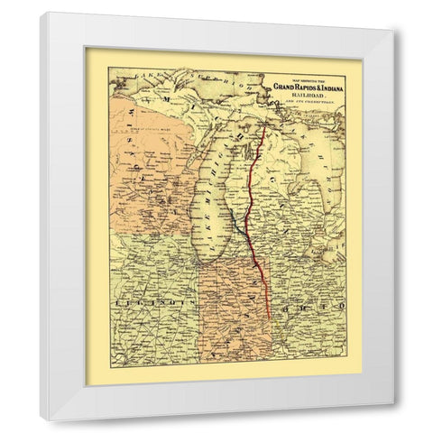 Grand Rapids and Indiana Railroad - Colton 1871 White Modern Wood Framed Art Print by Colton