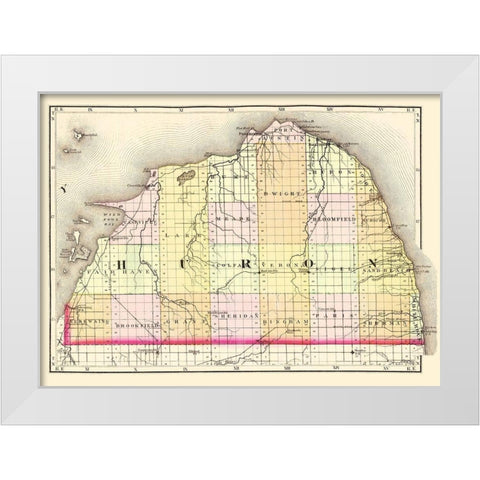Huron Michigan - Walling 1873 White Modern Wood Framed Art Print by Walling