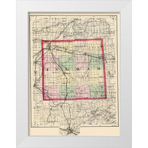 Ingham Michigan - Walling 1873 White Modern Wood Framed Art Print by Walling