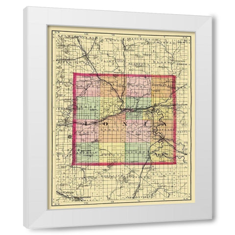 Ionia Michigan - Walling 1873 White Modern Wood Framed Art Print by Walling