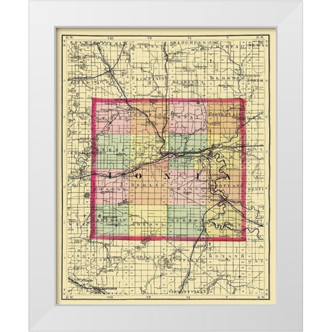 Ionia Michigan - Walling 1873 White Modern Wood Framed Art Print by Walling