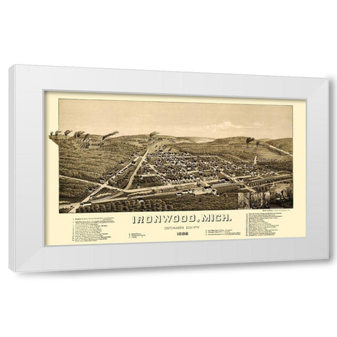 Ironwood Michigan - Beck 1886 White Modern Wood Framed Art Print by Beck