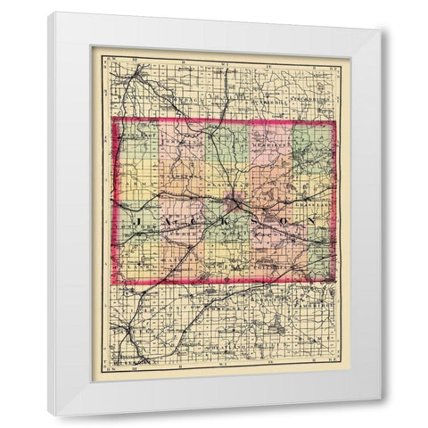 Jackson Michigan - Walling 1873 White Modern Wood Framed Art Print by Walling