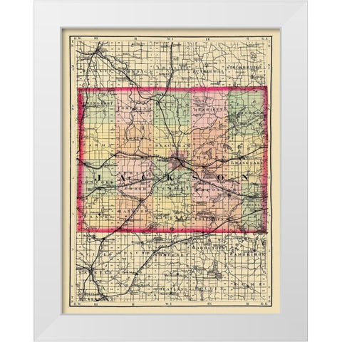 Jackson Michigan - Walling 1873 White Modern Wood Framed Art Print by Walling