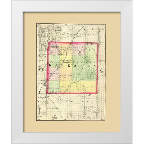 Kalkaska Michigan - Walling 1873 White Modern Wood Framed Art Print by Walling