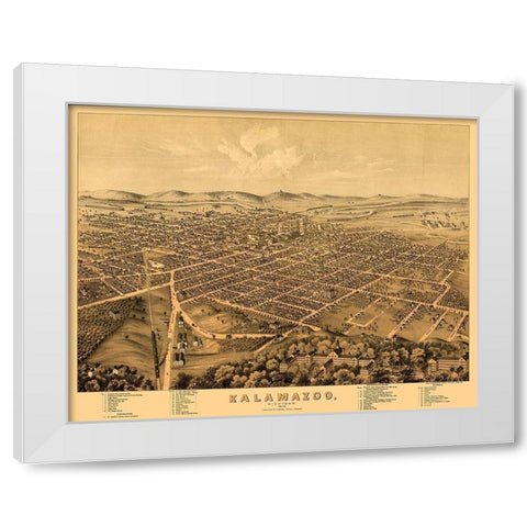 Kalamazoo Michigan - Stoner 1874  White Modern Wood Framed Art Print by Stoner