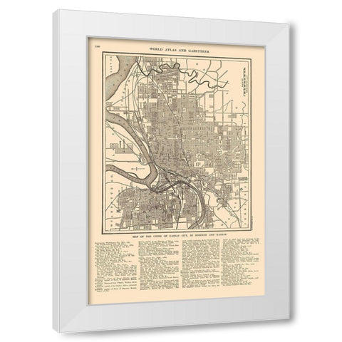 Kansas City  Missouri - Reynold 1921 White Modern Wood Framed Art Print by Reynold
